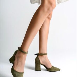 Green Suede Women's Heels/Sandals